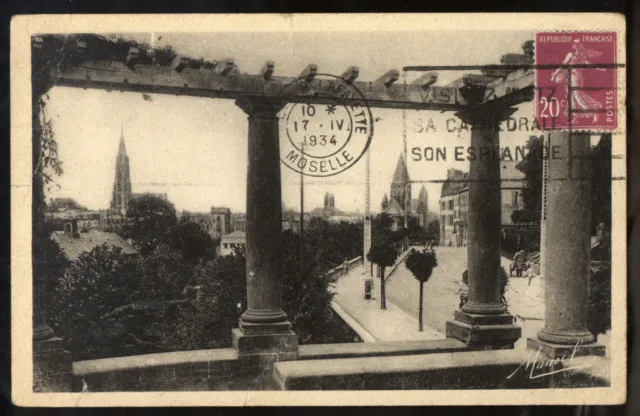 carte postale ancienne - METZ - vue prise du belvédère de l'esplanade