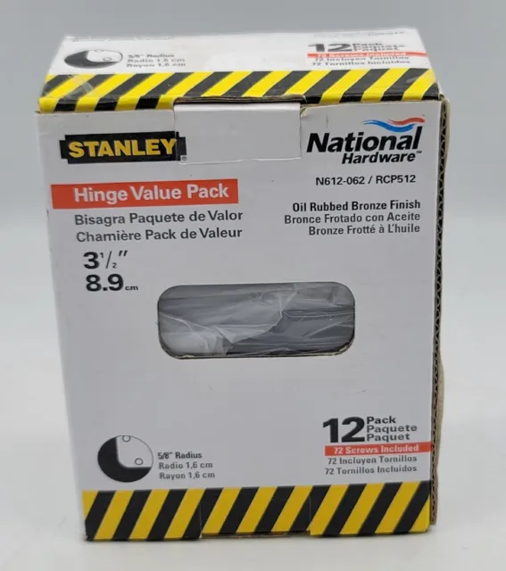 National Hardware N612-062 3.5" Oil Rubbed Bronze Residential Hinge - 12 Pack