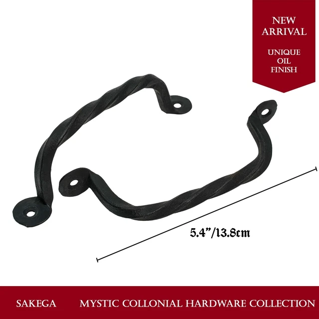 Cast Iron Door Barn Handle Gate Antique Pull Handles Twisted Black Rustic Finish 3
