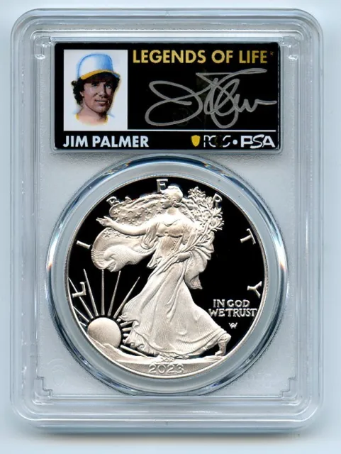 2023 W $1 Proof Silver Eagle PCGS PR70DCAM AR Legends of Life Jim Palmer
