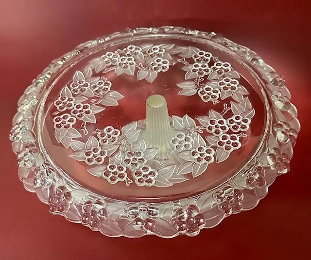 Mikasa Walther Crystal Carmen Round Rimmed Cake Plate 13" Germany Frosted Leaves