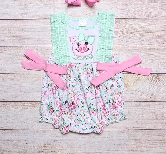 NEW Boutique Farm Pig Baby Girls Bodysuit Romper Jumpsuit