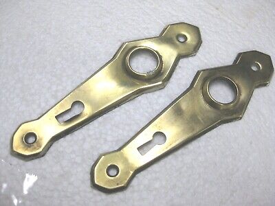 2 Antique brass decorative mortice lock door plates with keyhole.