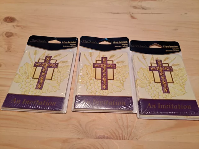 Lot of 3 Party Occasion Sets of 8 Party Invitations Faith Cross Christian New