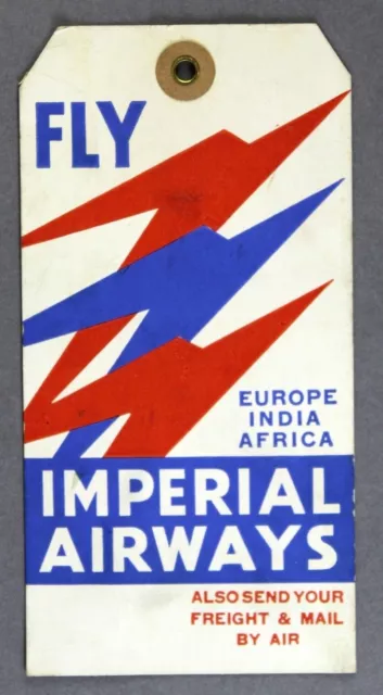 Imperial Airways Vintage Used Paris Airline Luggage Label Baggage Bag Tag Ial