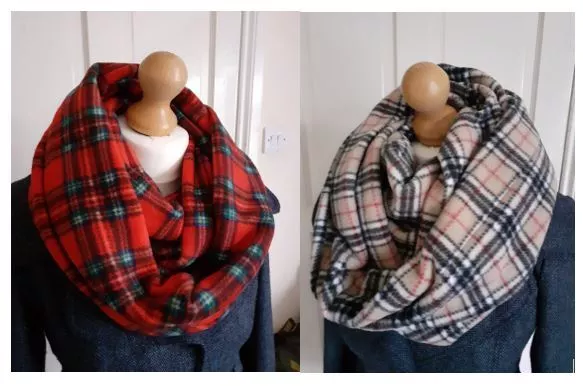 Anti Pill Fleece Tartan Infinity Scarf Snood Warm Soft Cosy Winter Gift