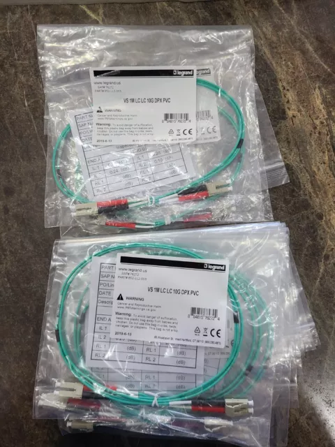 Legrand Patch Cord Fiber Optic 50 Micron LC/LC 852-LL2-003 (LOT OF 7) BRAND NEW