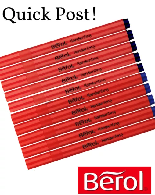 10 X Berol Handwriting Pens. Choose Black, Blue or Mixed. Medium Nib