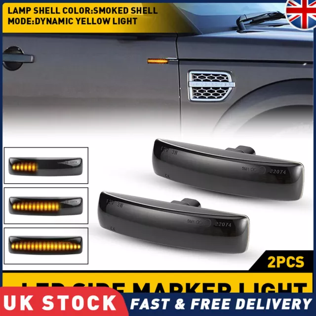 2x Black Side Indicator LED Repeater Light For LR Freelander 2 Range Rover Sport