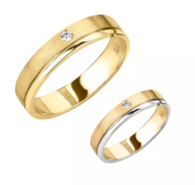 Damenring Trauring 375 Gold Diamant Brillant bicolor Weißgold Verlobungsring 9k