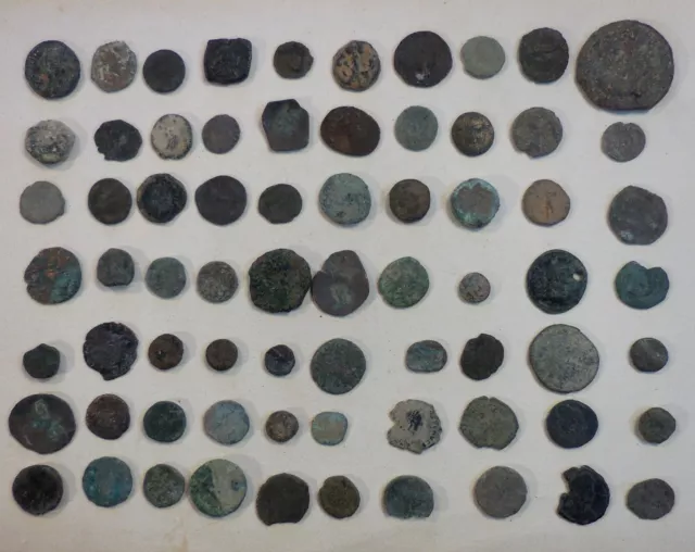 Lot of 70 Low End Ancient Roman/Byzantine/Greek Coins, Fair, Good, Photos