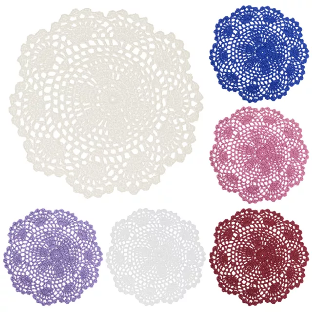 6Pcs Table Mats Hollow Insulated Lace Doilies Floral Round Coasters Placemat