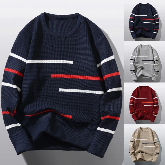 Comodo maglione da uomo lavorato a maglia collo a maniche lunghe per calore