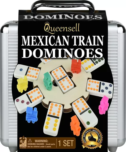 Mexican Train Dominoes Set for Adults Double 12 Set 91 Tiles with Aluminum Case