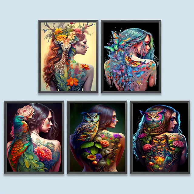 Paint By Numbers Kit DIY Tattoo Girl Oil Art Picture Craft Home Wall Decoration