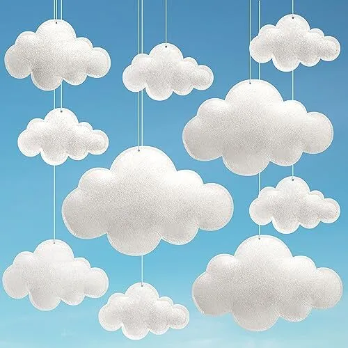 10pcs 3D Cloud Decoration Hanging Cloud for Ceiling Decor, Puffy Style-10pcs