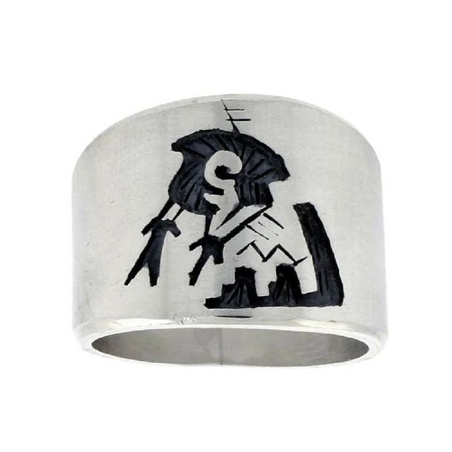 Artigianale Argento Sterling Nativi Americani Design Affronta Anello