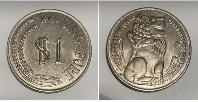 1969 Singapore Merlion Circulating Coin - 1 One Dollar