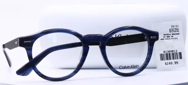 Calvin Klein CK21518 438 Blue Round Unisex Full Rim Eyeglasses 51-21-150