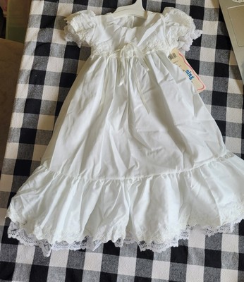 Vintage ALEXIS Baby Baptism Christening Long Gown Dress Eyelet Lace USA 3 Months