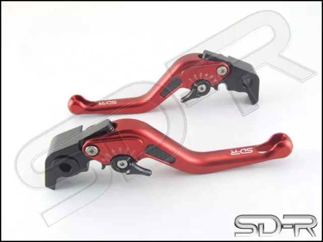 1990 - 2001 Kawasaki ZZR1100 / ZX-11 CNC Carbon Fiber inlay Short SDR Levers Red