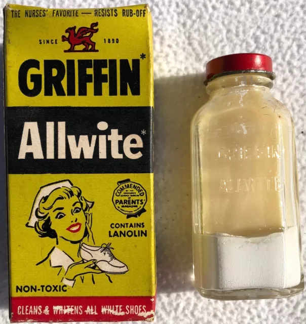 Vintage 1950's Griffin All White Liquid Shoe Wax 2 oz With Box