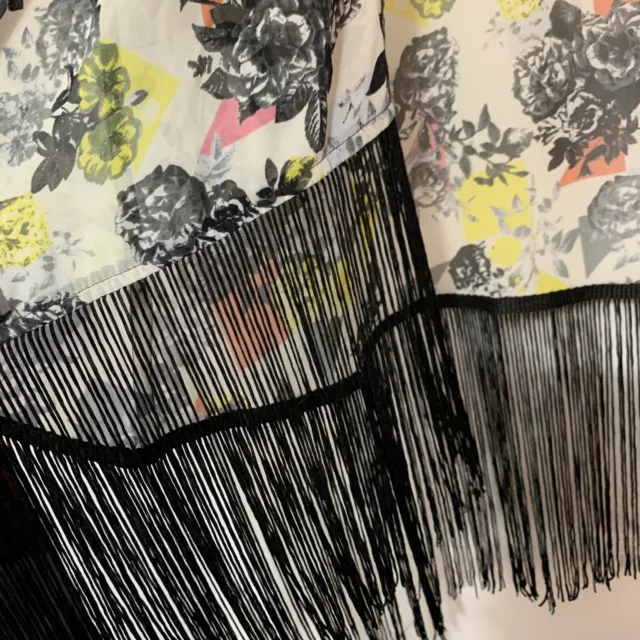 $68 Design Lab 3/4 Floral Kimono With Black Fringe Size M 3