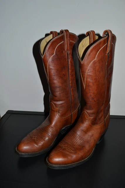Bottes Santiags Vintage Tout Cuir Marron - Taille 35 EU (US 4) - Occasion En Excellent état (TBE)