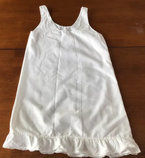 Girls Vintage White Cotton Slip 26” Long From The Shoulders