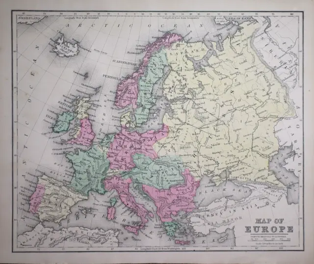Old 1871 Cowperthwait Atlas Map ~ EUROPE ~ (10x12) ~Free S&H -#1082