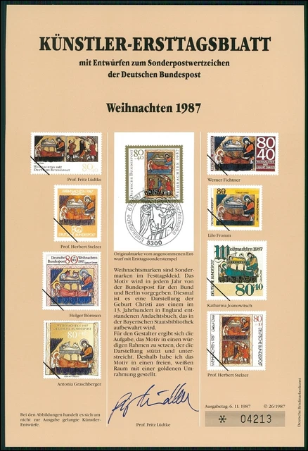 Brd Künstler-Etb 1987/26 Weihnachten Künstler-Ersttagsblatt Ltd. Edition
