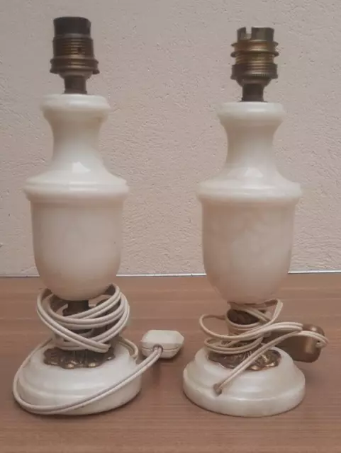 2 Pieds De Lampe En Albatre