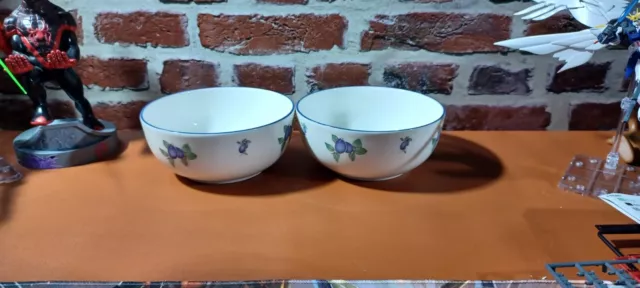 Royal Doulton Everyday Blueberry China Cereal Bowl x 2 Very Good Condition