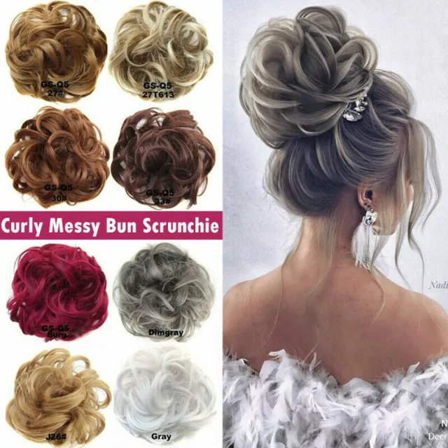 Curly Messy Hair Bun Piece Updo Scrunchie Fake Natural Bobble Hair Extensions UK