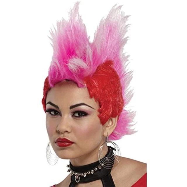 Double Mohawk Wig -  Red/Hot Pink -  Costume Accessory - One Size