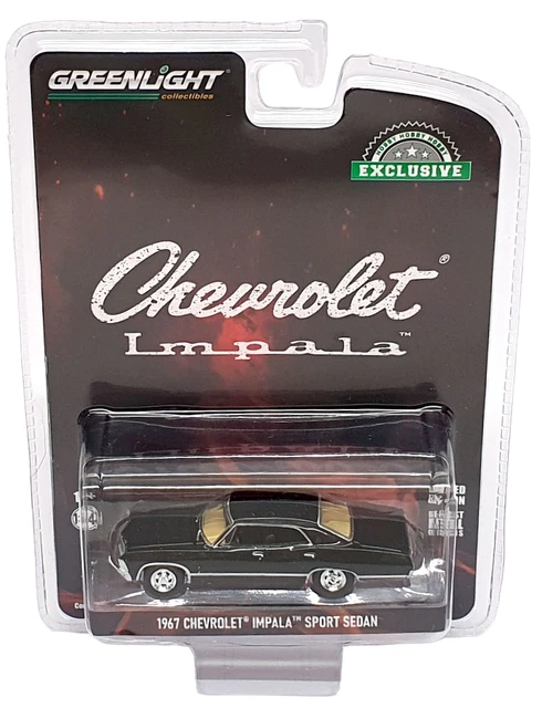 Miniature Greenlight 1:64 – Chevrolet Impala 1967 Sport Sedan Tuxedo Black, édition Limitée, Détail Fidèle, 8,3 Cm