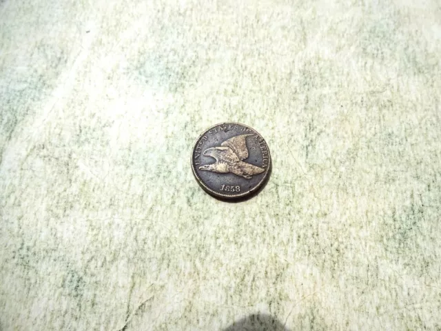 1858 L.L. flying eagle cent penny coin in fine condition