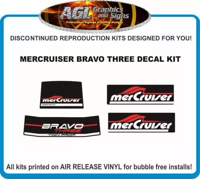 Mercury Bravo Three Replacement Outdrive Decal Kit Mercruiser TWIN PROP