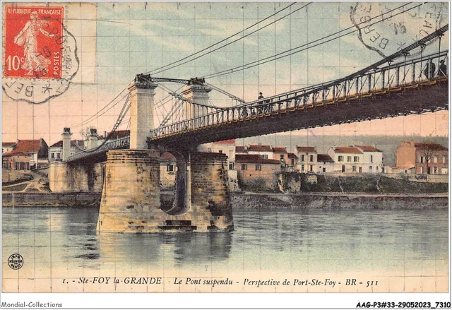 AAGP3-33-0244- SAINTE-FOY-LA-GRANDE - le pont suspendu - pespective de Port-Ste-