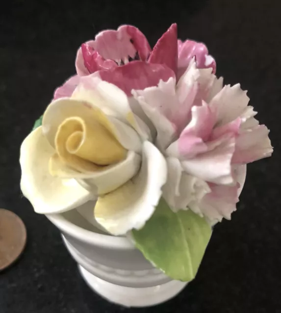 Vtg Crown Staffordshire England Fine Bone China Flower Bouquet in pot Small