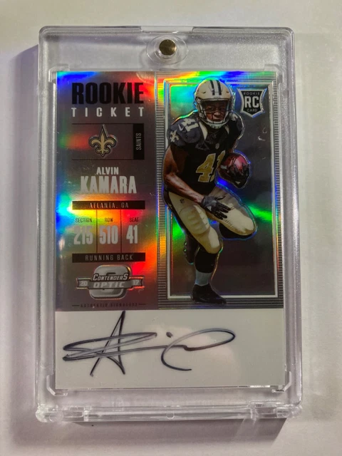 2017 Panini Contenders Optic Alvin Kamara Auto Silver Prizm Rookie Ticket #113