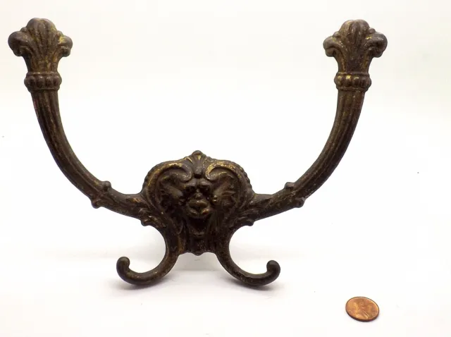Pair Of Brass Victorian Antique Architectural Coat Hook/Robe Or Towel Wall Hook 6