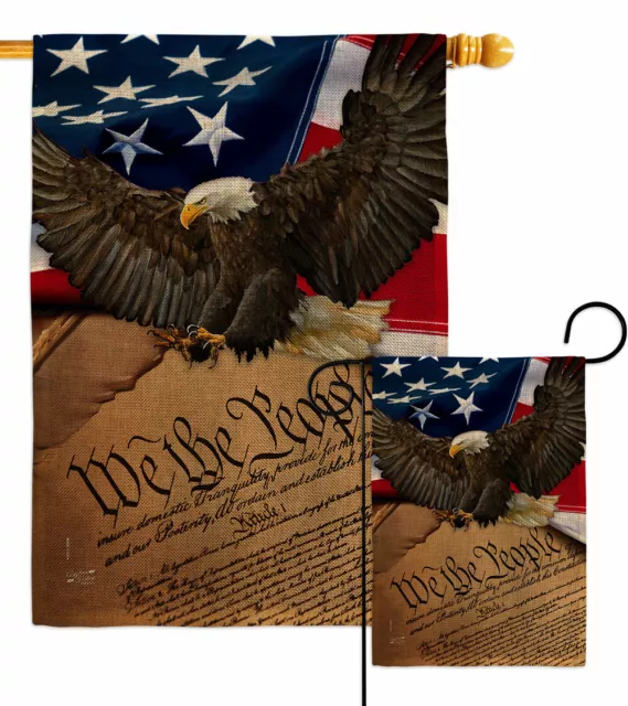 We the People Burlap Garden Flag Americana Star and Stripes Yard House Banner
