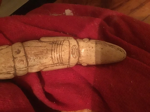 TAINO TAINOS SPATULE VOMITIVE EN OS DE LAMANTIN ( Rare Dans Cet État )