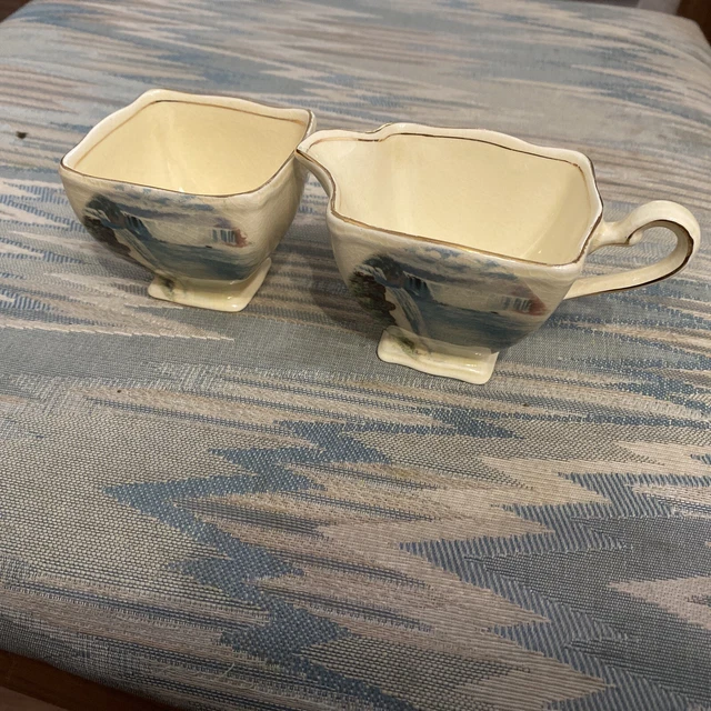 Royal Winton Grimwades Niagara Falls Creamer & Sugar Bowl Prospect Point