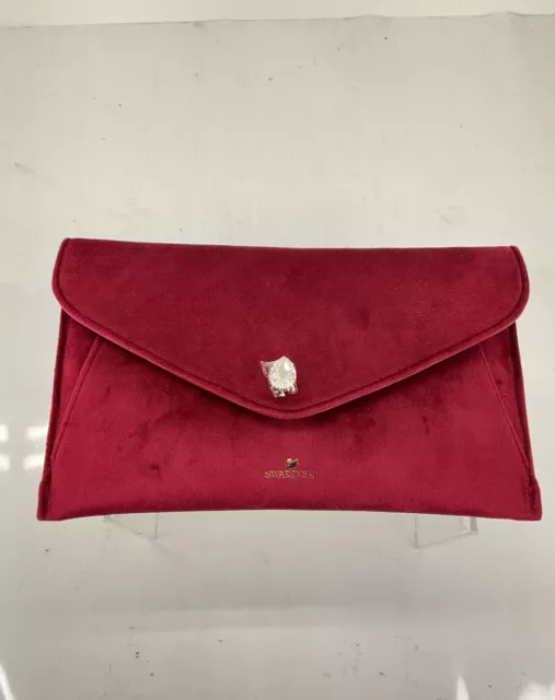 Swarovski Burgundy Velvet Jewel Embellished Envelope Clutch