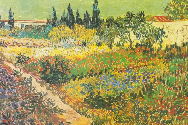 Vincent Van Gogh - Flowering Garden with Path (1888) - Art Print Painting Poster