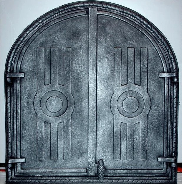 Porte De Four En Fonte Pour Poêle à Bois - Modèle ZEb42, Couleur Argent, Dimensions 57x61 Cm