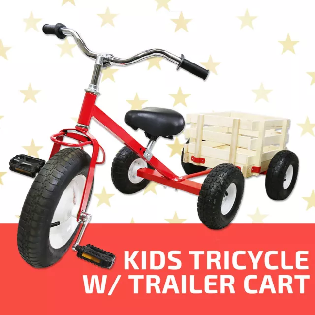 Kids Tricycle Ride On Balance Bicycle Bike W/ Wagon Trike Toddler Toy Children