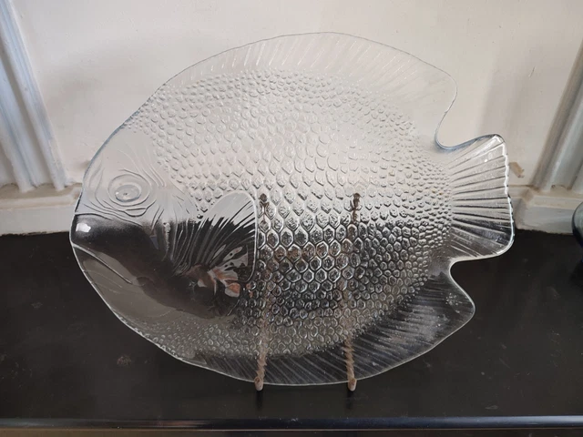 Plat Vintage En Verre Forme De Poisson - Déco Américaine Transparente